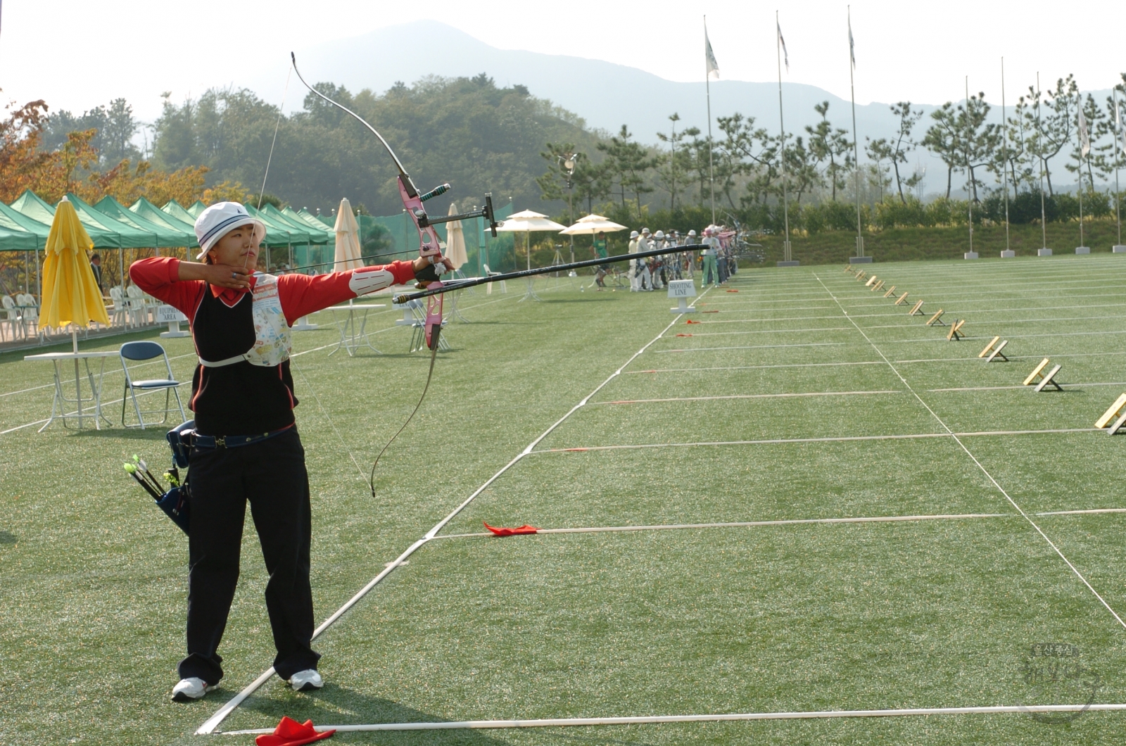 양궁장 훈련 모습 의 사진