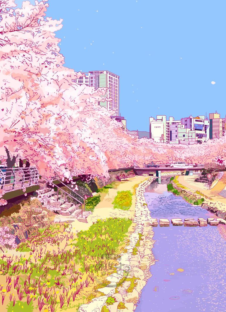 2023 [입선] (그림) 궁거랑 벚꽃길 - 김고은 의 사진