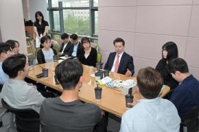 구청장과 출입기자와의 간담회 사진